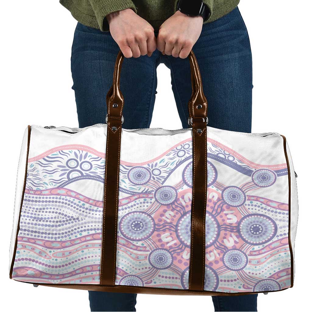 Australian Indigenous Aboriginal Art Travel Bag Vivid Pastel Peach Purple