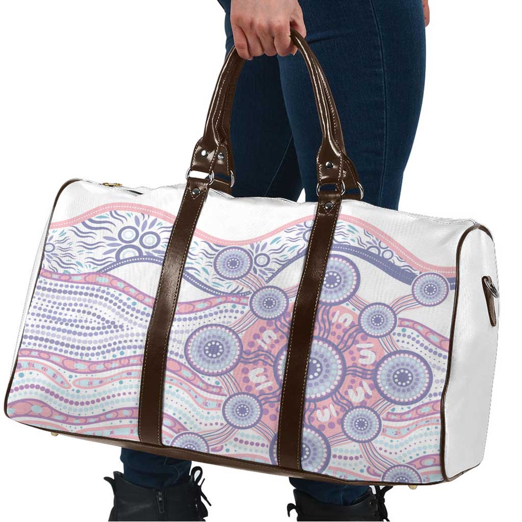 Australian Indigenous Aboriginal Art Travel Bag Vivid Pastel Peach Purple