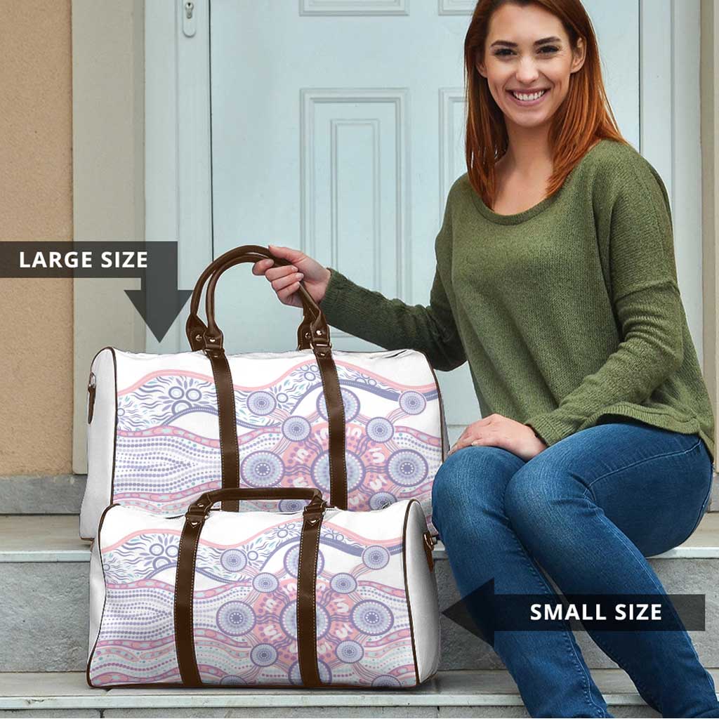 Australian Indigenous Aboriginal Art Travel Bag Vivid Pastel Peach Purple