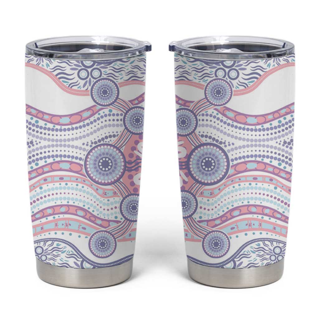 Australian Indigenous Aboriginal Art Tumbler Cup Vivid Pastel Peach Purple