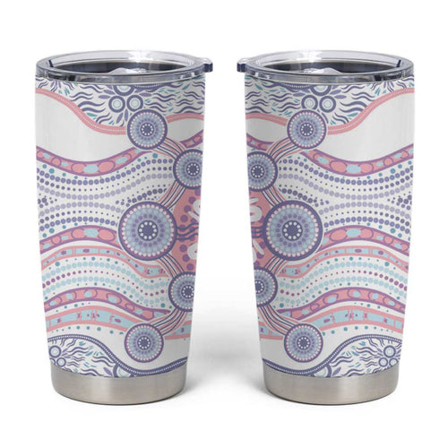 Australian Indigenous Aboriginal Art Tumbler Cup Vivid Pastel Peach Purple