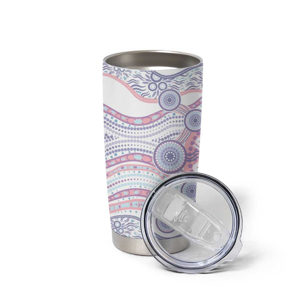 Australian Indigenous Aboriginal Art Tumbler Cup Vivid Pastel Peach Purple