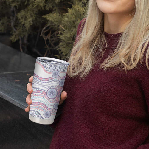Australian Indigenous Aboriginal Art Tumbler Cup Vivid Pastel Peach Purple