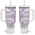Australian Indigenous Aboriginal Art Tumbler With Handle Vivid Pastel Peach Purple