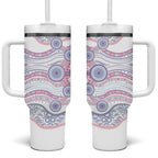 Australian Indigenous Aboriginal Art Tumbler With Handle Vivid Pastel Peach Purple