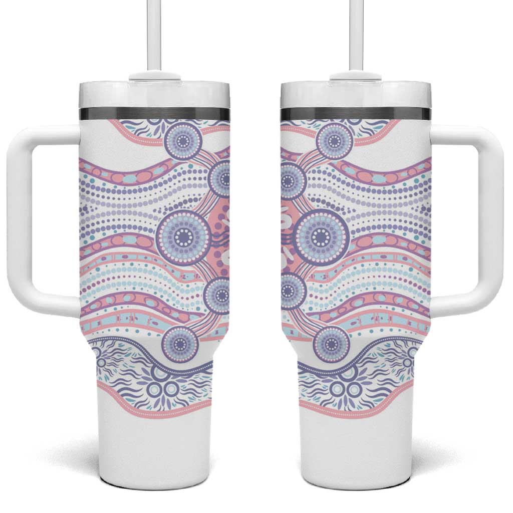 Australian Indigenous Aboriginal Art Tumbler With Handle Vivid Pastel Peach Purple