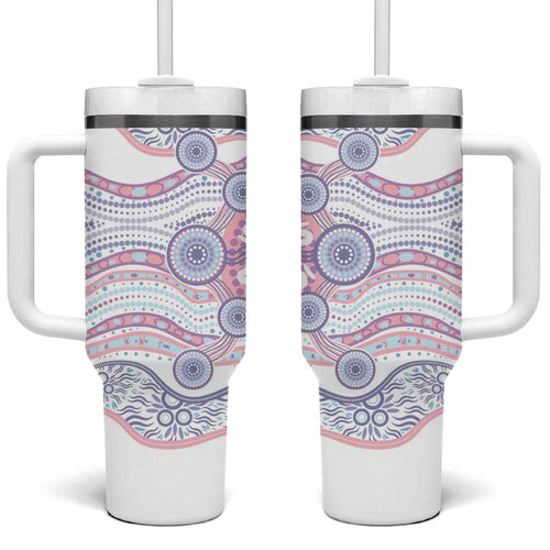 Australian Indigenous Aboriginal Art Tumbler With Handle Vivid Pastel Peach Purple