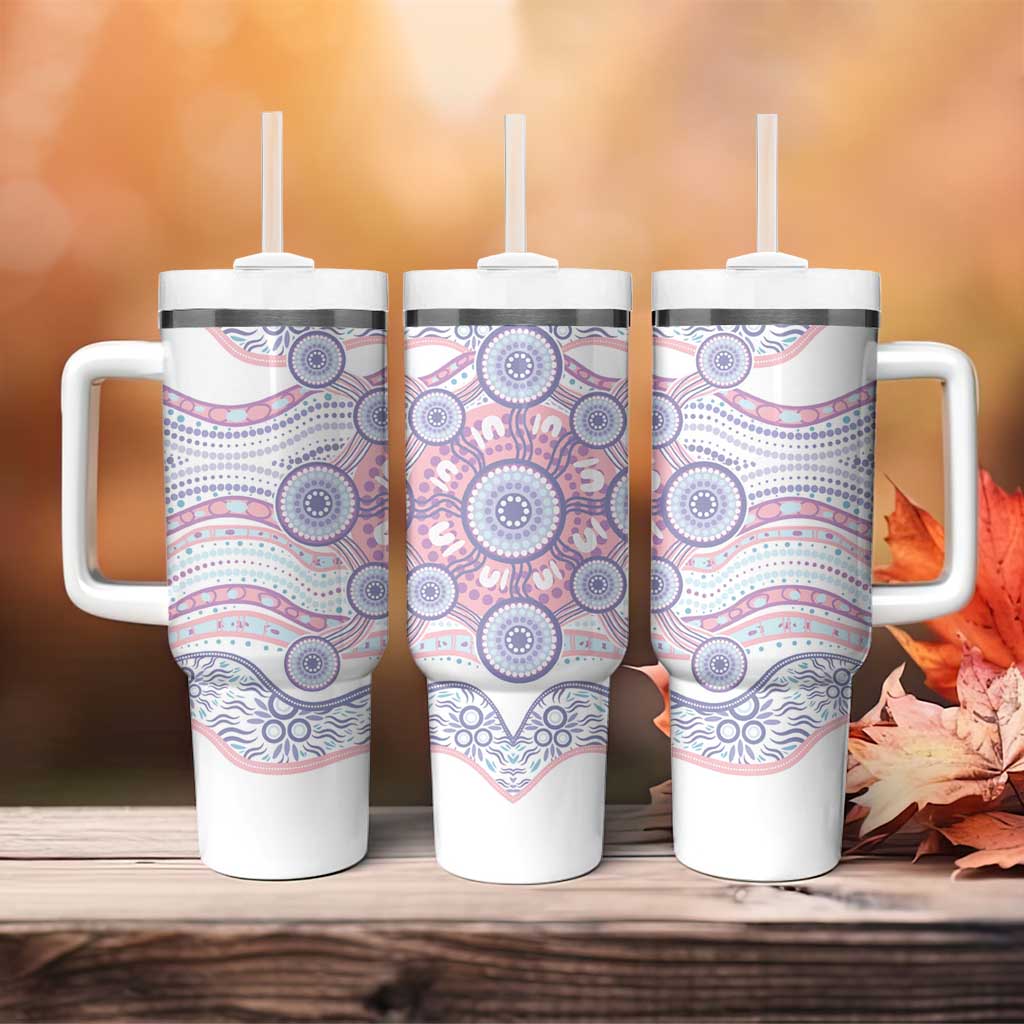 Australian Indigenous Aboriginal Art Tumbler With Handle Vivid Pastel Peach Purple