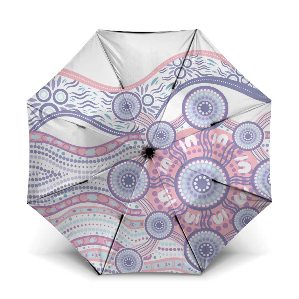 Australian Indigenous Aboriginal Art Umbrella Vivid Pastel Peach Purple