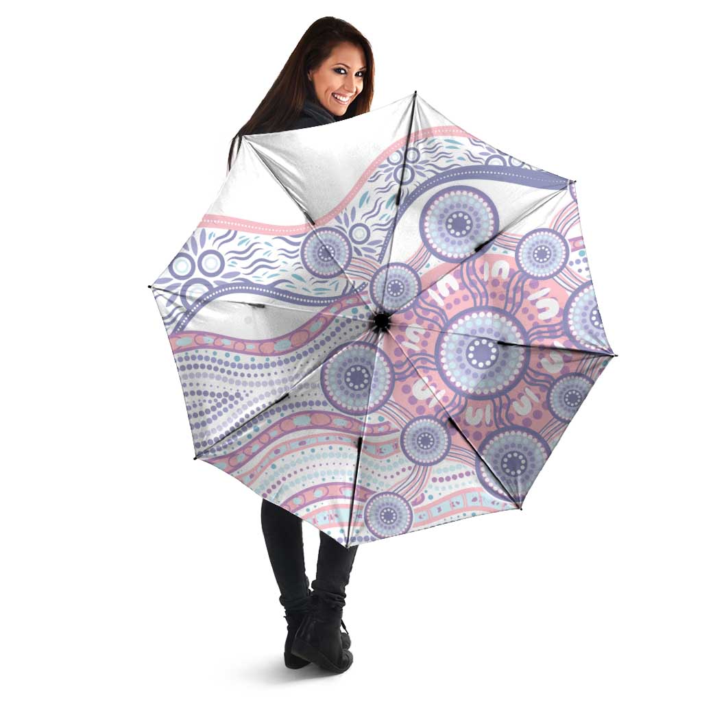 Australian Indigenous Aboriginal Art Umbrella Vivid Pastel Peach Purple