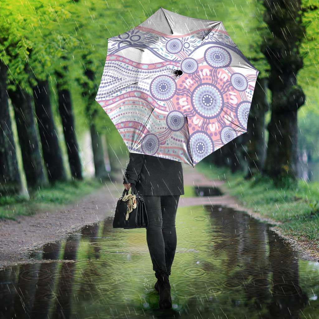 Australian Indigenous Aboriginal Art Umbrella Vivid Pastel Peach Purple
