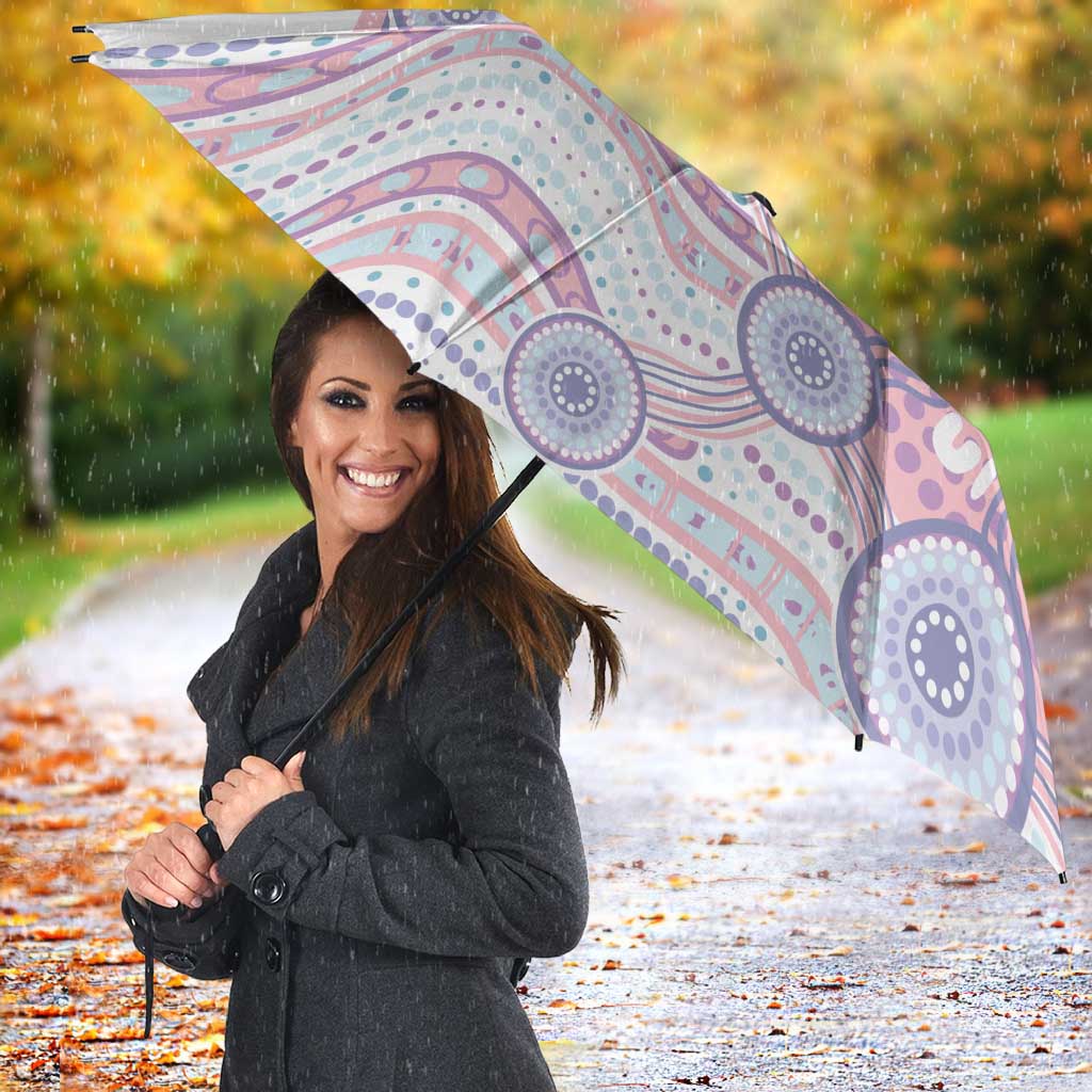Australian Indigenous Aboriginal Art Umbrella Vivid Pastel Peach Purple