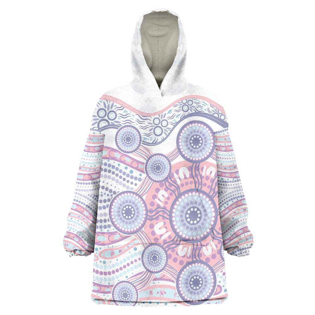 Australian Indigenous Aboriginal Art Wearable Blanket Hoodie Vivid Pastel Peach Purple