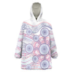 Australian Indigenous Aboriginal Art Wearable Blanket Hoodie Vivid Pastel Peach Purple