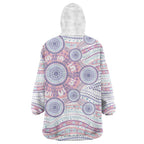 Australian Indigenous Aboriginal Art Wearable Blanket Hoodie Vivid Pastel Peach Purple