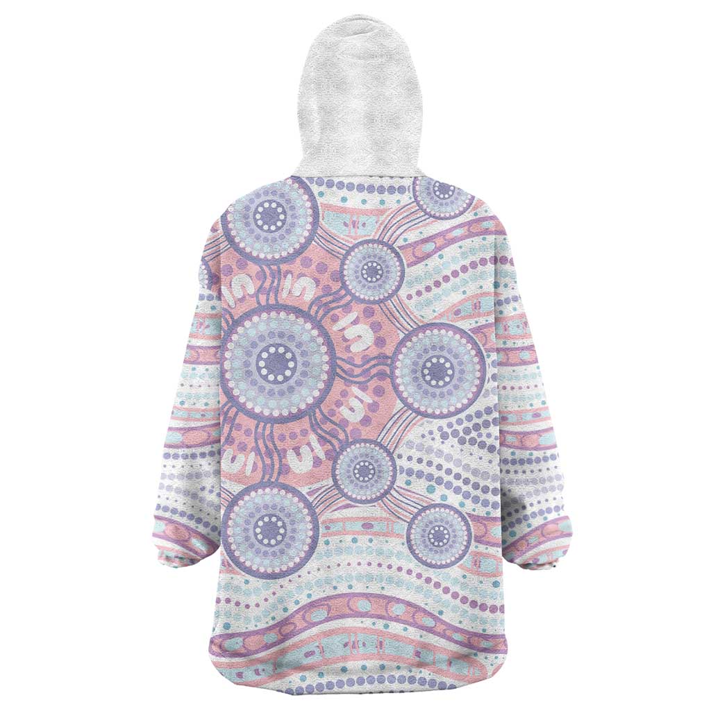 Australian Indigenous Aboriginal Art Wearable Blanket Hoodie Vivid Pastel Peach Purple
