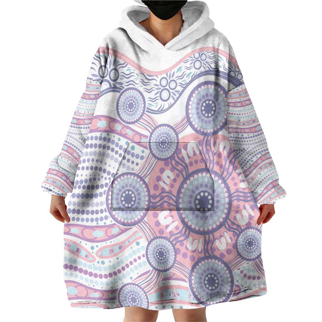 Australian Indigenous Aboriginal Art Wearable Blanket Hoodie Vivid Pastel Peach Purple