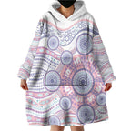 Australian Indigenous Aboriginal Art Wearable Blanket Hoodie Vivid Pastel Peach Purple
