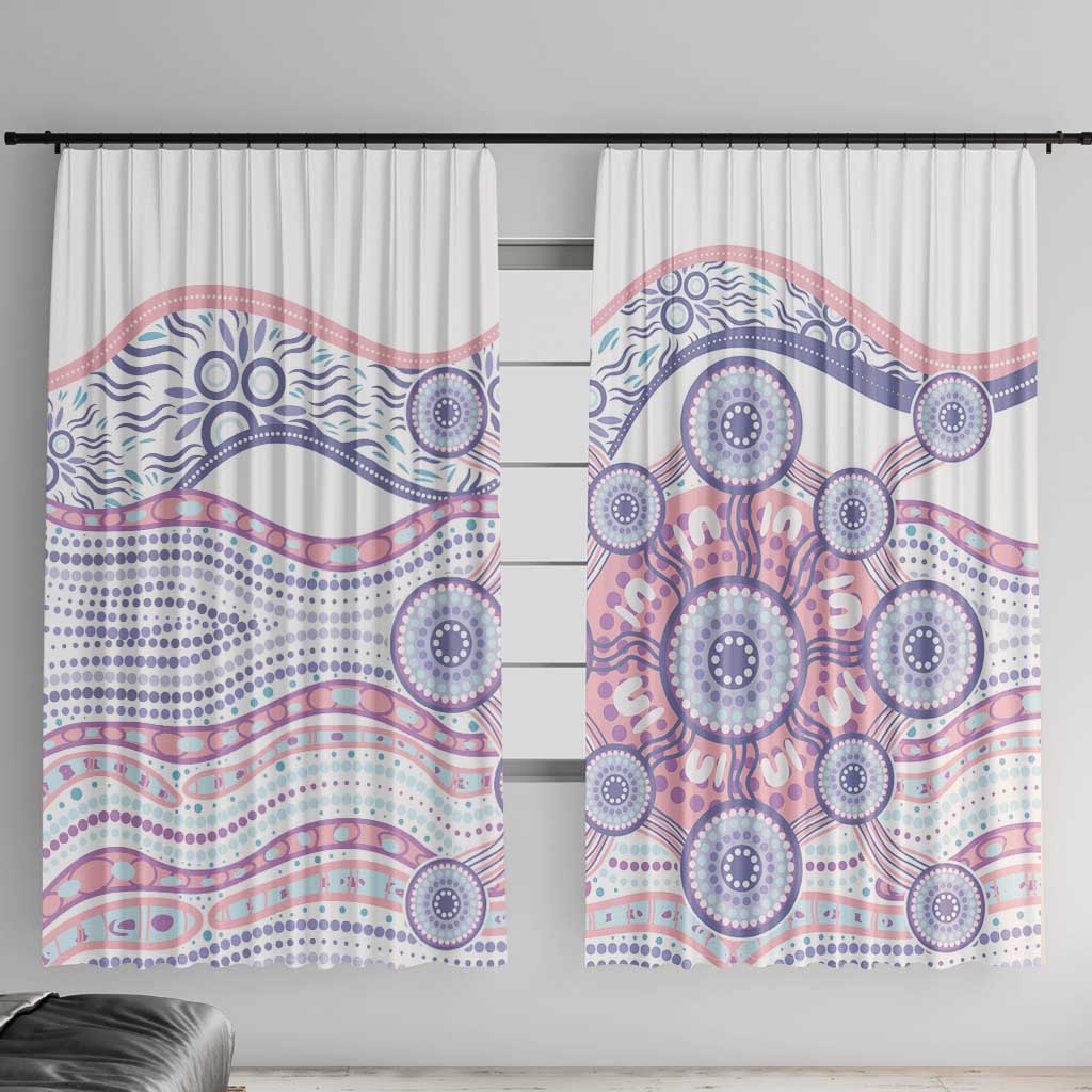 Australian Indigenous Aboriginal Art Window Curtain Vivid Pastel Peach Purple
