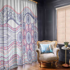 Australian Indigenous Aboriginal Art Window Curtain Vivid Pastel Peach Purple