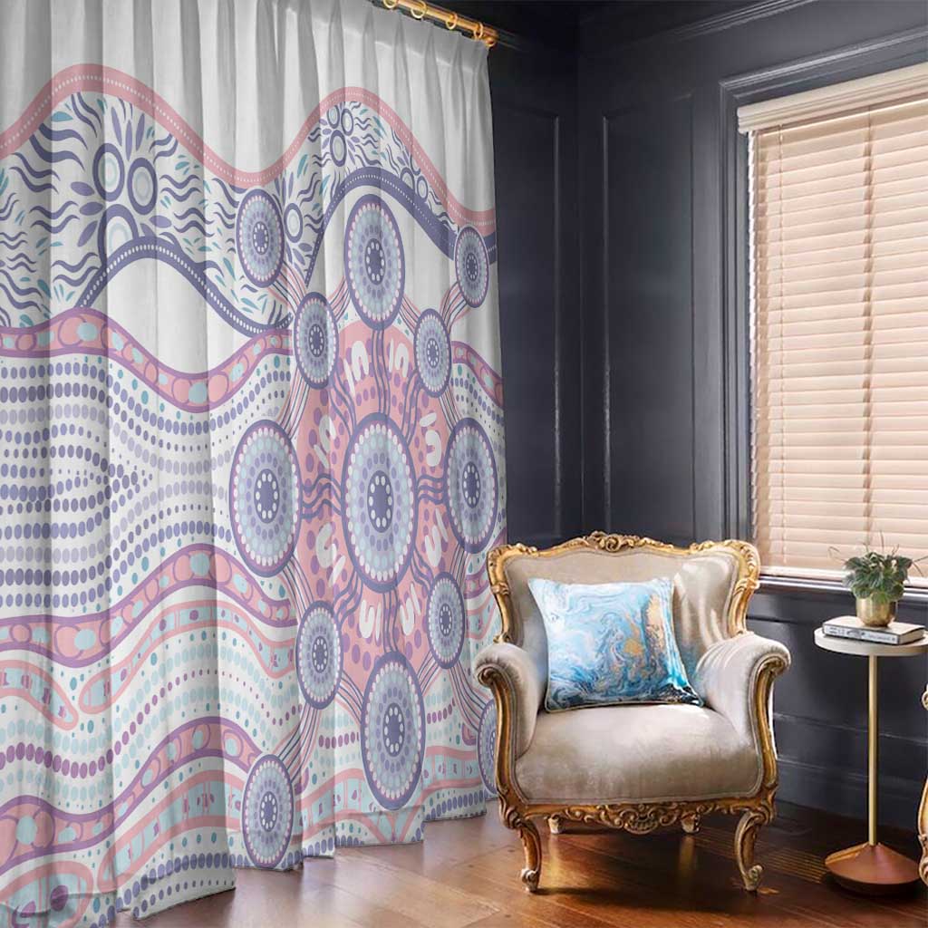 Australian Indigenous Aboriginal Art Window Curtain Vivid Pastel Peach Purple
