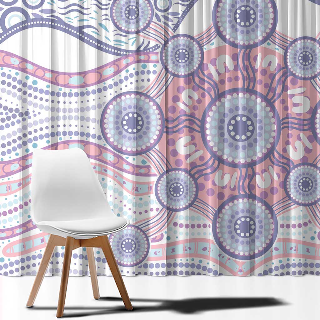 Australian Indigenous Aboriginal Art Window Curtain Vivid Pastel Peach Purple