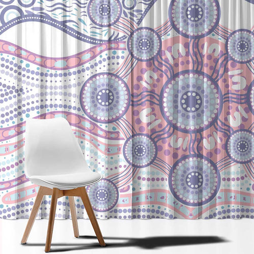 Australian Indigenous Aboriginal Art Window Curtain Vivid Pastel Peach Purple