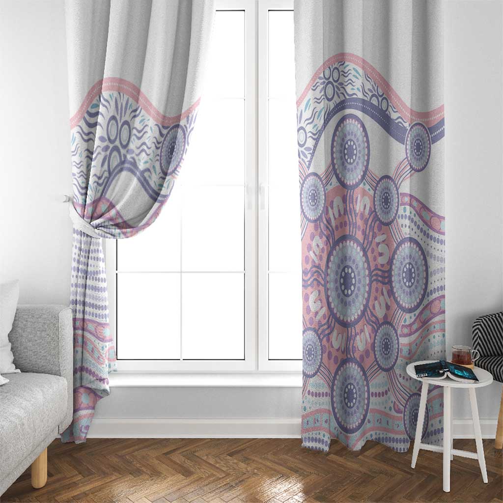 Australian Indigenous Aboriginal Art Window Curtain Vivid Pastel Peach Purple