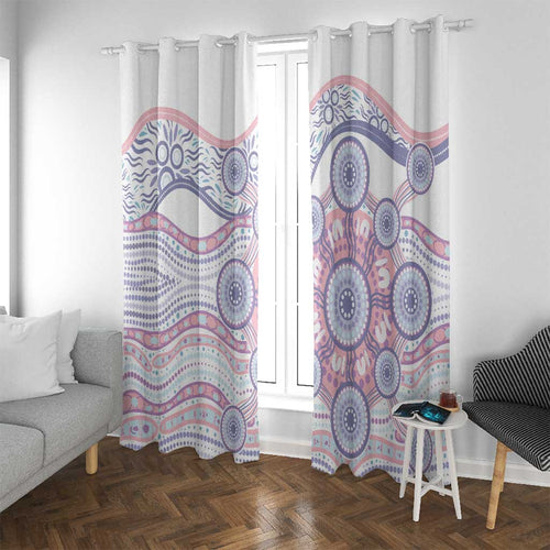 Australian Indigenous Aboriginal Art Window Curtain Vivid Pastel Peach Purple
