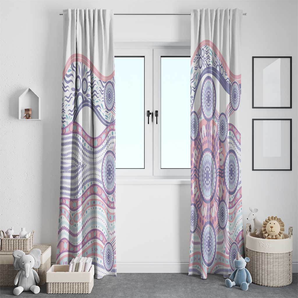 Australian Indigenous Aboriginal Art Window Curtain Vivid Pastel Peach Purple