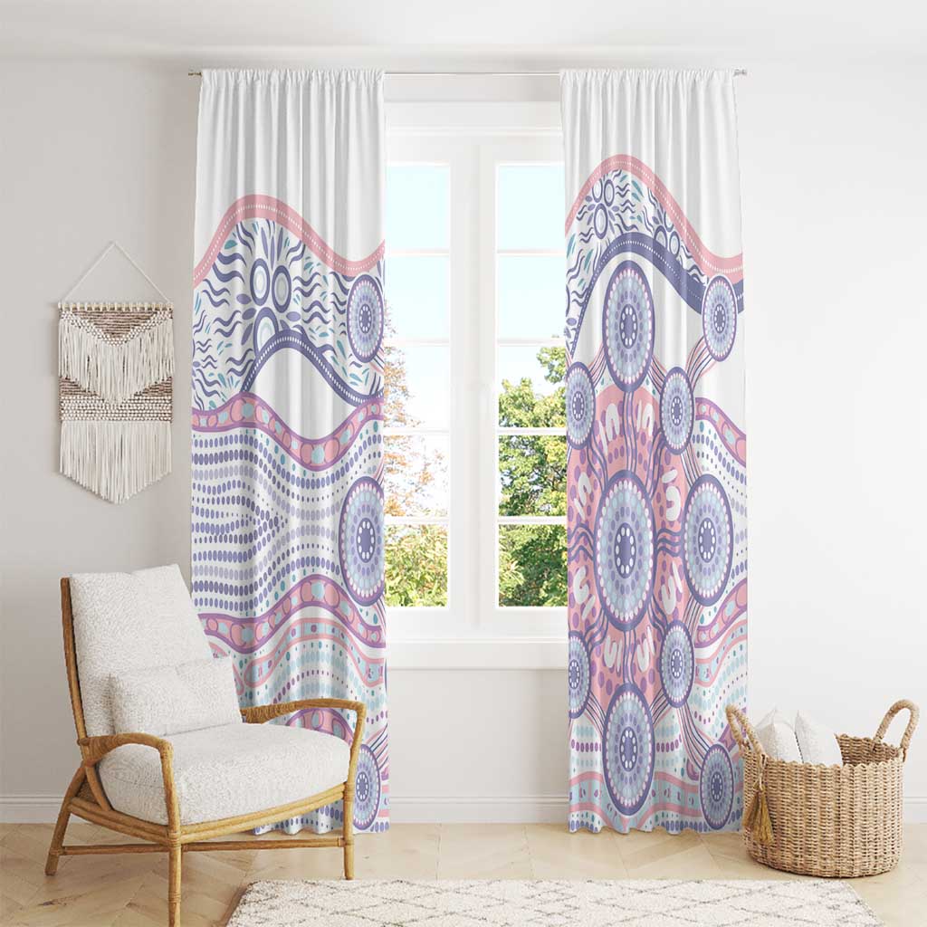 Australian Indigenous Aboriginal Art Window Curtain Vivid Pastel Peach Purple
