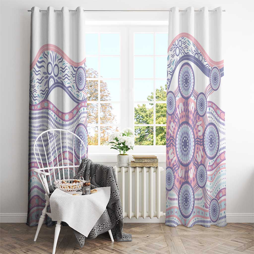 Australian Indigenous Aboriginal Art Window Curtain Vivid Pastel Peach Purple