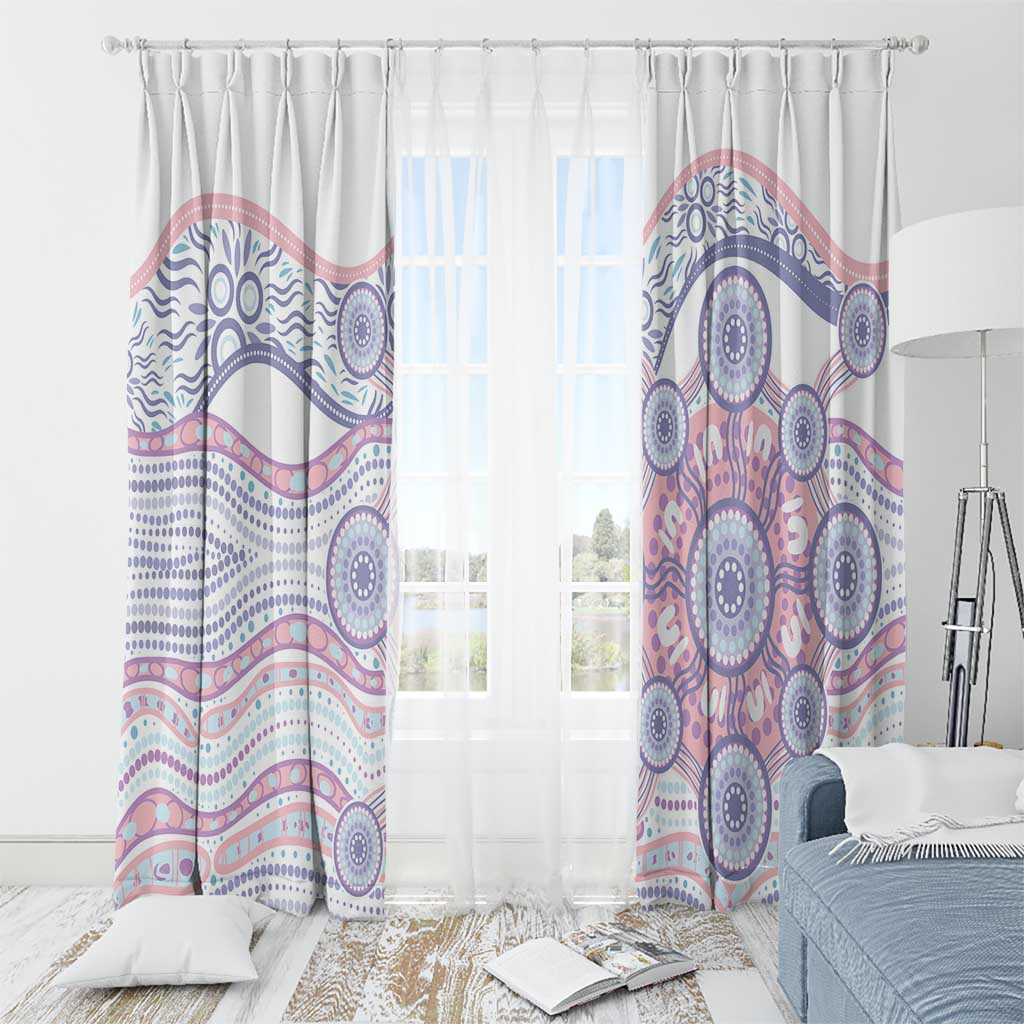 Australian Indigenous Aboriginal Art Window Curtain Vivid Pastel Peach Purple