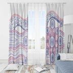 Australian Indigenous Aboriginal Art Window Curtain Vivid Pastel Peach Purple