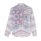 Australian Indigenous Aboriginal Art Women Casual Shirt Vivid Pastel Peach Purple