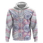 Australian Indigenous Aboriginal Art Zip Hoodie Vivid Pastel Peach Purple