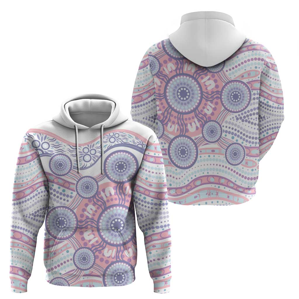Australian Indigenous Aboriginal Art Zip Hoodie Vivid Pastel Peach Purple