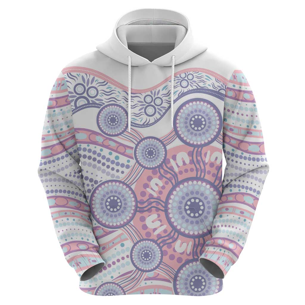 Australian Indigenous Aboriginal Art Zip Hoodie Vivid Pastel Peach Purple