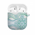 Australian Indigenous Aboriginal Art AirPods Case Vivid Pastel Teal Green
