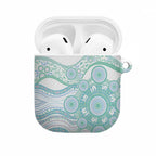 Australian Indigenous Aboriginal Art AirPods Case Vivid Pastel Teal Green