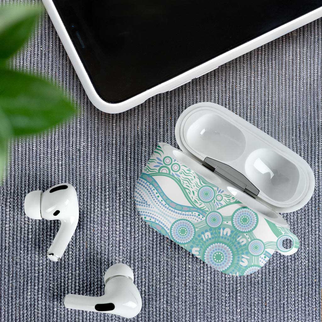 Australian Indigenous Aboriginal Art AirPods Case Vivid Pastel Teal Green