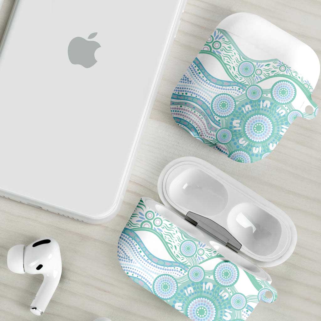 Australian Indigenous Aboriginal Art AirPods Case Vivid Pastel Teal Green