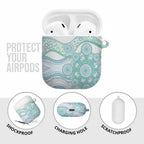Australian Indigenous Aboriginal Art AirPods Case Vivid Pastel Teal Green