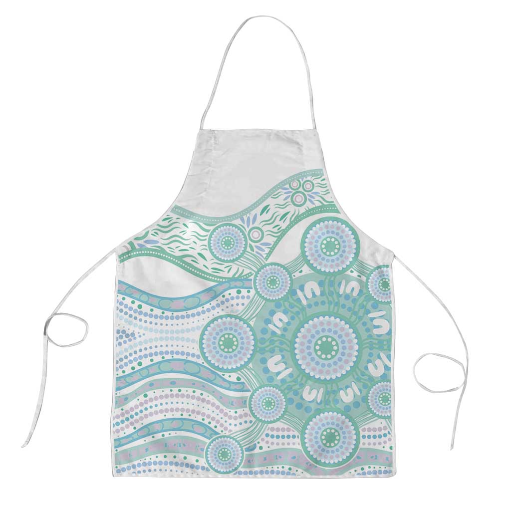 Australian Indigenous Aboriginal Art Apron Vivid Pastel Teal Green