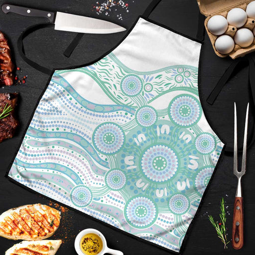 Australian Indigenous Aboriginal Art Apron Vivid Pastel Teal Green