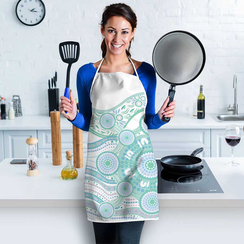 Australian Indigenous Aboriginal Art Apron Vivid Pastel Teal Green