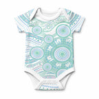 Australian Indigenous Aboriginal Art Baby Onesie Vivid Pastel Teal Green