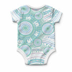 Australian Indigenous Aboriginal Art Baby Onesie Vivid Pastel Teal Green