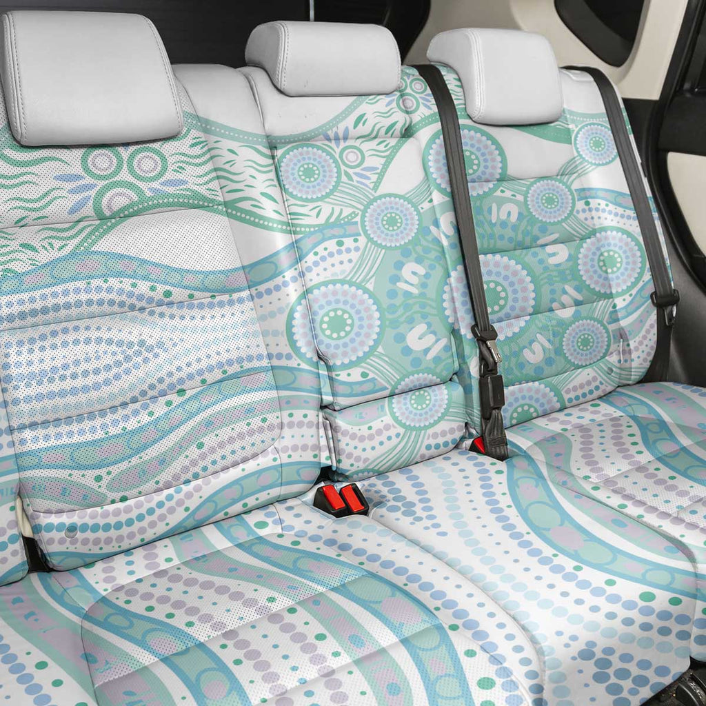 Australian Indigenous Aboriginal Art Back Car Seat Cover Vivid Pastel Teal Green