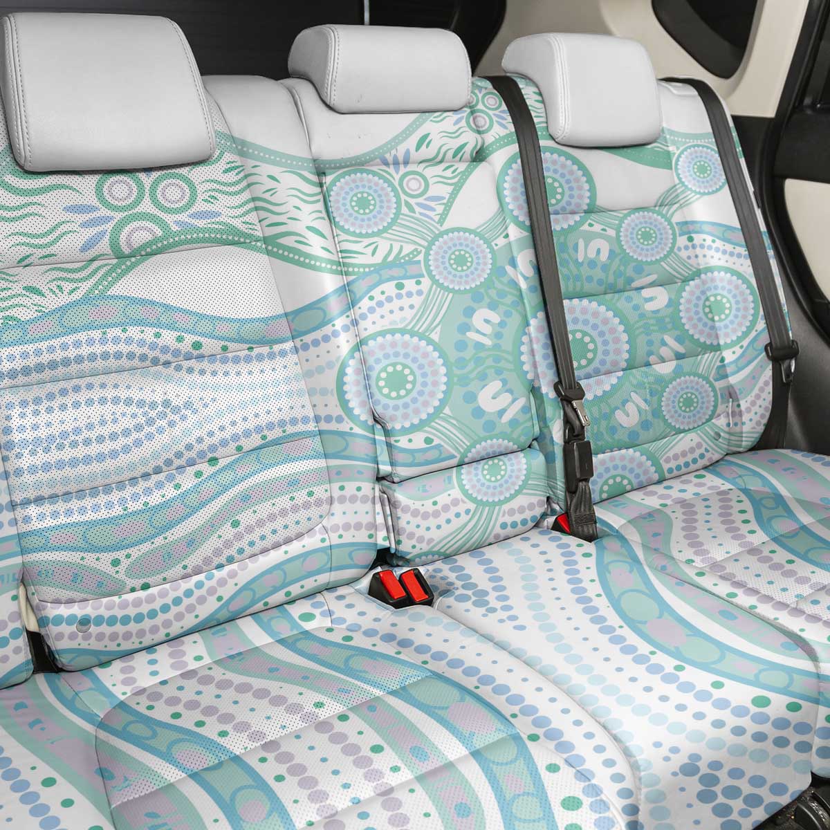 Australian Indigenous Aboriginal Art Back Car Seat Cover Vivid Pastel Teal Green